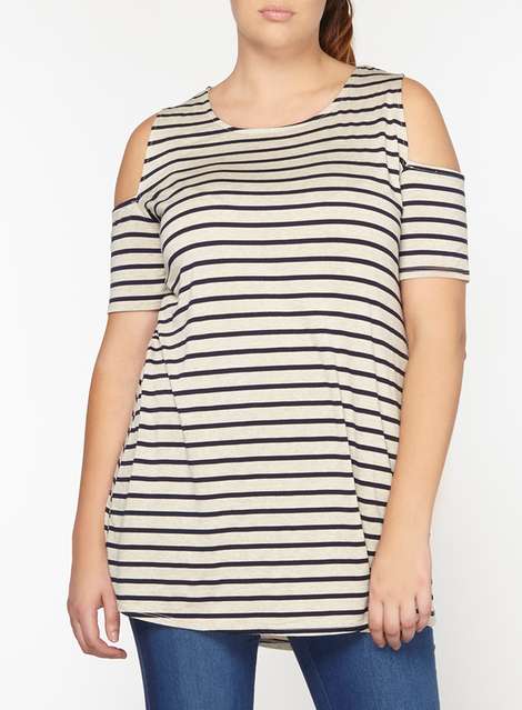 **DP Curve Stripe Cold shoulder top